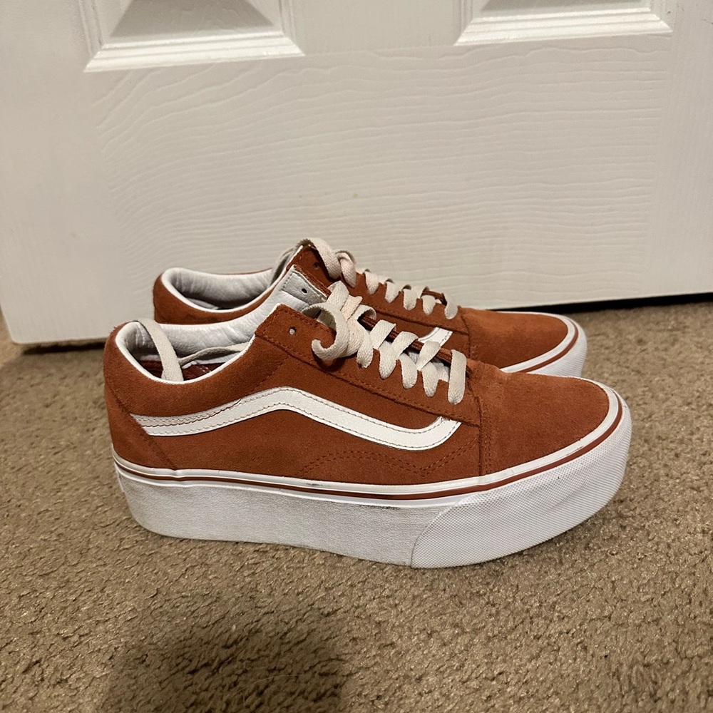 Vans Suede Platform Sneakers - Rust and White